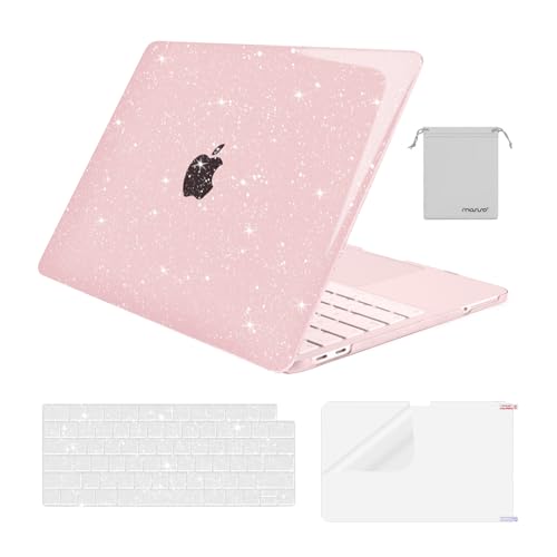 MOSISO Sparkly Glitter Case Compatible with MacBook Neo Case 13 inch 2026 Release Model A3404 with A18 Pro Chip, Crack-Resistant Protective Hard Shell Case&Keyboard Cover&ScreenFilm&Pouch, Baby Pink - color: Baby Pink