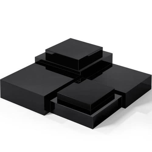 Geelin 6 Pack Acrylic Risers for Display Acrylic Cube Boxes Risers Display Stands with Hollow Bottoms Decorative Stand for Jewelry Candy Table Decor 6 Sizes(Black,10 to 15 Inch,Square) - color: Black, size: 10 to 15 Inch, style: Square