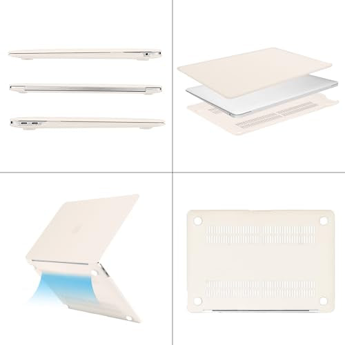 MOSISO Compatible with MacBook Air 13 inch Case M1 2021 2020 2019 2018 Release A2337 A2179 A1932 Touch ID, Plastic Hard Shell Cover&Keyboard Cover for MacBook Air 13.3 inch Case M1, Beige - color: Beige