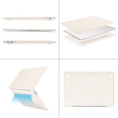 MOSISO Compatible with MacBook Air 13 inch Case M1 2021 2020 2019 2018 Release A2337 A2179 A1932 Touch ID, Plastic Hard Shell Cover&Keyboard Cover for MacBook Air 13.3 inch Case M1, Beige - color: Beige