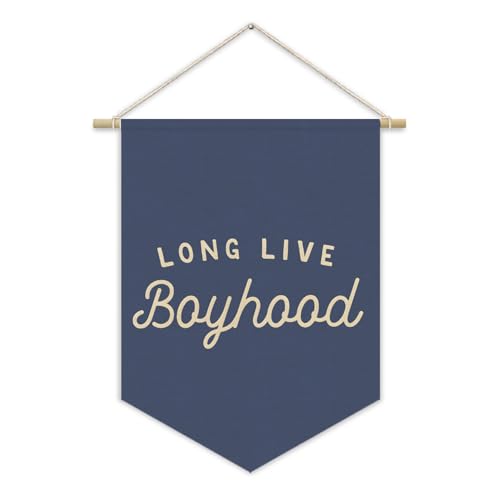 Navy Blue Boy Room Decor,Long Live Boyhood Canvas Banner Nursery Playroom Wall Decor for Boys Bedroom Toddler Decorations Teen Boy Room Decor,Playroom Decor Wall Hanging Flag 15x11 Inch - color: Navy Blue