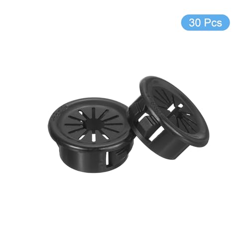uxcell 30Pcs Cable Grommets, Snap Bushing Grommet for Holes with 0.75"(19mm) Mounting, Round Nylon Snap in Cable Desk Grommet for Cables and Cords Management, Black - size: 19mm