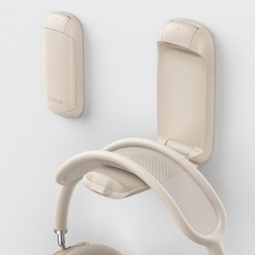 Lamicall Headphone Stand, Sticky Headset Holder - Foldable Headphone Holder Hook Mount, Adhesive Headset Hanger Clip Under Desk, Earphone Clamp for Airpods Max, HyperX, Sennheiser, Khaki - color: Khaki
