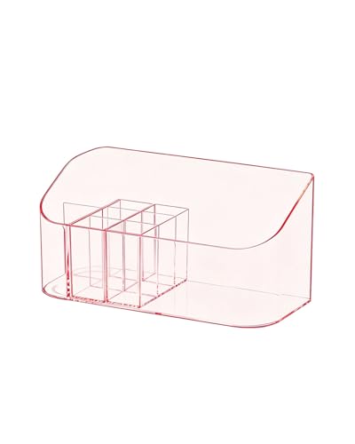 Makeup Tray Holder Organizer Cosmetic Display Case Tabletop Desktop Vanity Countertop Bathroom Wall Cabinet Medicine Storage Box 9 Dividers 2 Removable Women Ladies Girls Gifts Crystal Pink 1 PACK - color: Crystal Pink