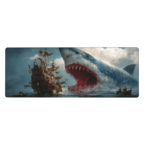 Fish Mouse Pad Extended Large Gaming Mouse Pad XL Stitched Edges for Gamer Home Office 31.5 X 11.8 Inch - color: Fish