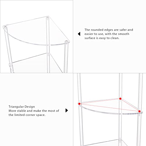 Eglaf Acrylic Triangle End Table - 3 Tier Corner Side Table, Fan-Shaped | Small Corner Table for Living Room, Bedroom, Bathroom - 11.8'' L x 11.8'' W x 26 ''H - size: 3-Tier