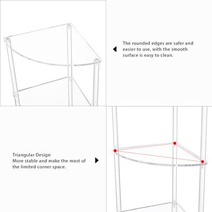 Eglaf Acrylic Triangle End Table - 3 Tier Corner Side Table, Fan-Shaped | Small Corner Table for Living Room, Bedroom, Bathroom - 11.8'' L x 11.8'' W x 26 ''H - size: 3-Tier