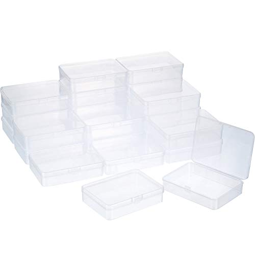 SATINIOR 24 Packs Small Clear Plastic Beads Storage Containers Box with Hinged Lid for Storage of Small Items, Crafts, Jewelry, Hardware(4.45 x 3.3 x 1.18 Inches) - size: 4.45 x 3.3 x 1.18 in
