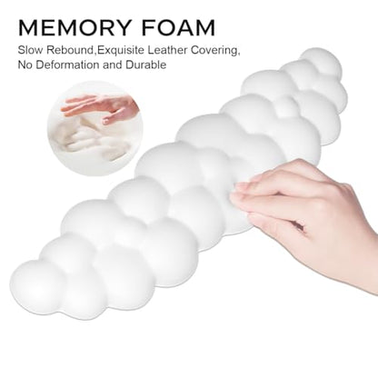 JIKIOU Upgrade Leather Cloud Keyboard Wrist Rest, Cloud Wrist Rest with Non-Slip PU Base, Comfortable Memory Foam Wrist Rest for Computer Laptop Mac Gaming Office and Pain Relief Wish New Year Gift - color: 01white