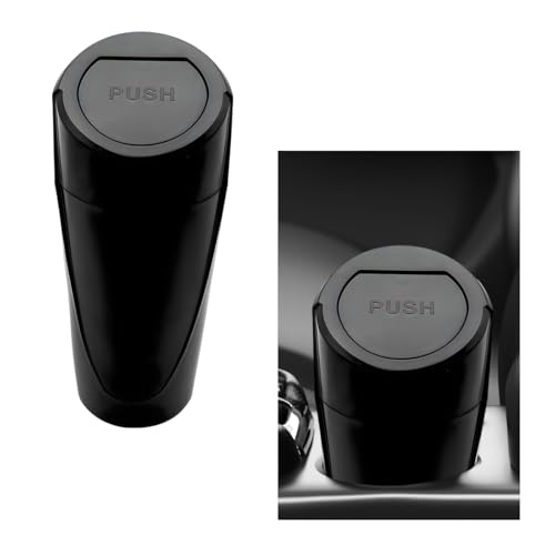 Car Trash Can with Lid, Mini Car Garbage Bin Leakproof Cup Holder Trash Can, Multipurpose Organizer Door Pocket Trash Cup Fits Auto Home Office, Universal Garbage Can (Black) - color: Black