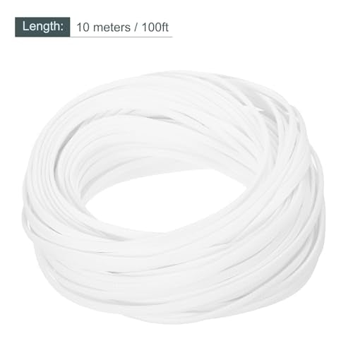 uxcell Expandable Sleeving, 1/4-inch 100ft Cable Sleeve, White - color: White, size: 1/4" x 100 Ft