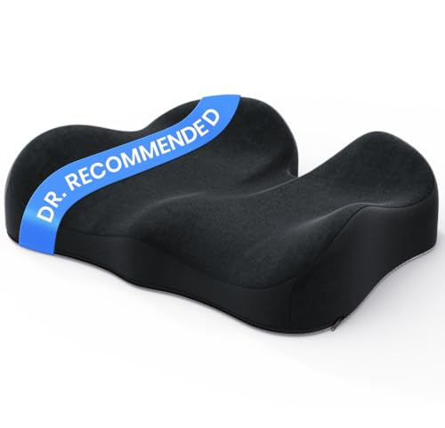 Benazcap Large Memory Foam Office Chair Cushion Seat Pad, Ergonomic Seat Cushion for Sciatica, Tailbone & Back Pain Relief, Car Seat Cushions for Driving - color: Black, size: 19 x 17 x 5 inches