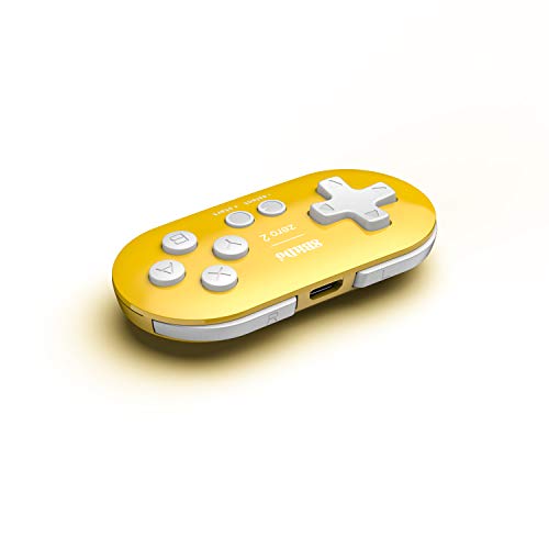 8Bitdo Zero 2 Bluetooth Gamepad Keychain Sized Mini Controller with Mobile Clip for Switch, Windows, Android (Yellow Edition) - color: Yellow