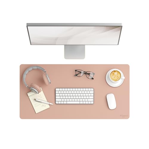 Smead Desk Pad, Vegan Leather Desk Mat with Non-Slip Faux Suede Backing, Perfect Desk Organizer for Office Decor, 31.5” x 15.7” Medium, Dusty Rose (64834) - color: Pink, size: 15.7" x 31.5"