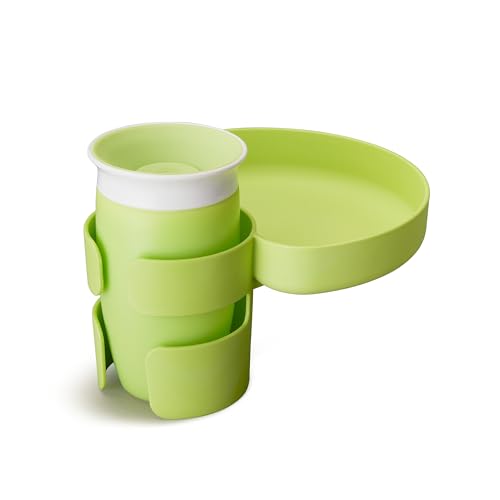 Munchkin Carseat Tray with Miracle 360 Sippy Cup for Toddlers 1-3 - Travel & Road Trip Accessory for Kids, Mess-Free Snacking and Spill Proof Drinking in The Car, Green - color: Green
