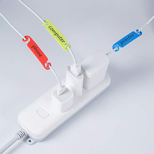 Honoson 50 Pieces Cable Tags Cable Management Labels Multicolor Labels Cord Identification Tags for USB Computer Phone Charger - color: Bright Colors