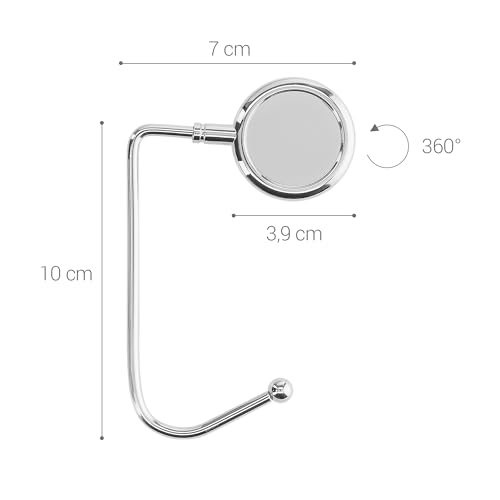 kwmobile Purse Hook for Table - Set of 2 Purse Holder - Handbag Hanger - Portable Bag Holder - Bag Hooks for Desk - Table Hook Silver - color: Silver