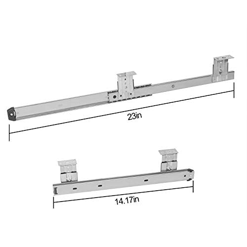KINJOEK 2 PCS 14 Inch Under Desk Keyboard Tray Rails Slides, Adjustable Height Heavy Duty Ball Bearing Keyboard Mount Track, Silver - color: Silver