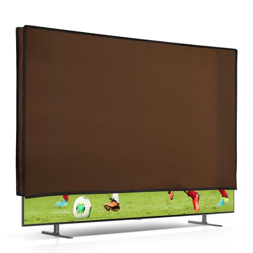 kwmobile Indoor 55" TV Cover – Television Dust Cover Screen Protector – TV Screen Dust Protection – Synthetic Fabric Dark Brown - color: dark brown, size: 55" TV