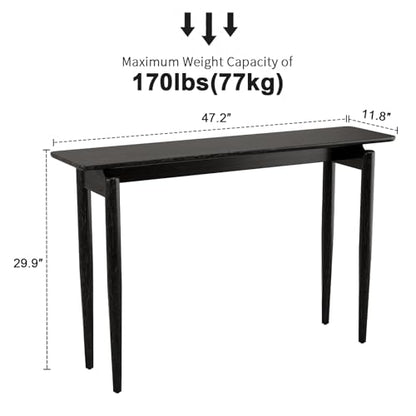 AQIMUELE Wood Console Table Black Entryway Table, Thin Console Table, Sofa Tables for Living Room (47.2'') - color: Black, size: 47.2"W x 11.8"D x 29.9"H