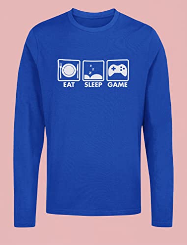 Tstars Eat Sleep Game Hoodie for Men and Teens Funny Gamer Pullover Cool Gaming Apparel Hoodies Boys - color: Game Shirt / Blue, size: X-Large