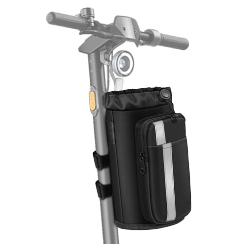 FINPAC Cup Holder for Bike, Universal Water Bottle Holder with Phone Pockets for Stroller Walker Golf Cart Rollator and Scooter, Outdoor, Biking - Black - color: Black