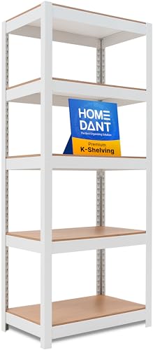 HOMEDANT House 5 Tier 24.1" W Laminated Metal Shelving Unit Adjustable Storage Utility Rack Heavy Duty Shelves Organization Multipurpose Shelf Kitchen Garage Pantry Closet 1 Pack - color: White, size: 24.4"W x 16.5"D