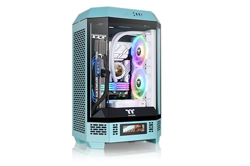 Thermaltake Tower 300 Turquoise Micro-ATX Case; 2x140mm CT Fan Included; Support Up to 420mm Radiator; Optional Chassis Stand Kit Allows Horizontal Display; CA-1Y4-00SBWN-00; 3 Year Warranty - color: Turquoise, size: Tower 300 Case, style: Tower 300