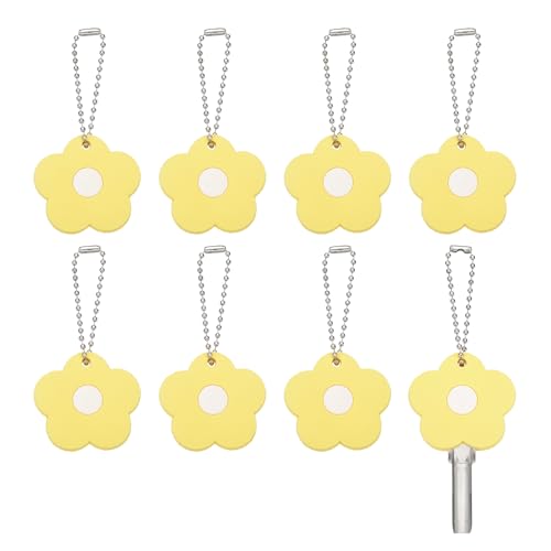 PATIKIL 8Pcs Key Covers Caps, PVC Flower Key Identifiers Markers Tags Covers Case Shell Head Protector Caps Toppers for 1.18" Flat for Office House Apartment Accessories, Yellow - color: Yellow, size: 1.18"