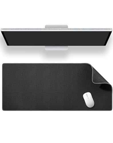 ALOANES Black Waterproof Desk Mat, Large Mouse Pad with Extended Mouse Mat, with Anti Slip Base, Stitched Edge, Grain Jacquard Surface, Perfect for Gamer, Office & Home, 3XL 15.74''x35.43''x0.12'' - color: Pro Black, size: 3XL(35.4" x 15.7")