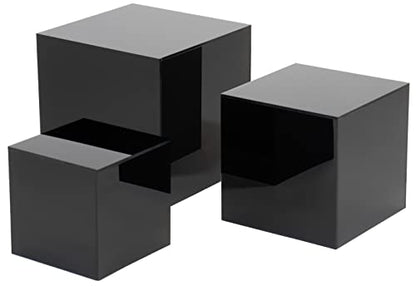 Red Co. Set of 3 Glossy Black Acrylic Cube Display Nesting Riser Stands with Hollow Bottoms - 2-Pack - color: Black, size: 4",5",6" - 2 Pack