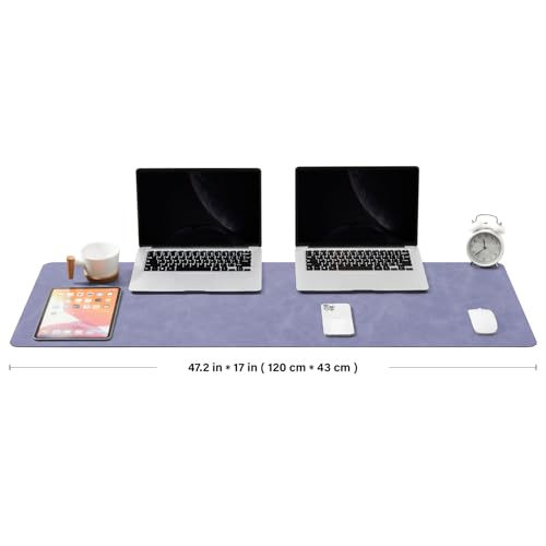 Distressed Leather Desk Mat - Non-Slip PU Desk Pad for Office and Home - Desk Organization and Accessories - Ideal for Large Mouse Pad and Desk Mats on Top of Desks(Lavender,47.2"x 17") - color: Lavender, size: 47" x 17"