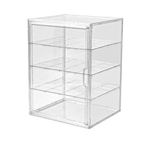 4 Tier Display Case for Collectibles,Clear Display Box with 3 Movable Plates ,Storage Container with Magnetic Door - size: XXL-4 Tier-1 Pack