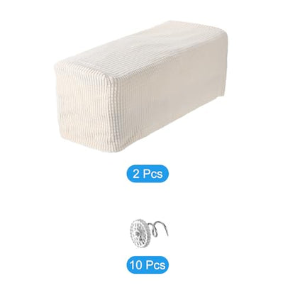 uxcell 2pcs Stretch Armrest Covers for Chairs/Sofas, Couch Arm Covers with Twist Pin, Furniture Protector Slipcovers White - color: White