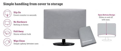 Computer Dust Cover - 27 Inch LCD Monitor Apple Flat Screen HD Panel Protector [Antistatic, Water Resistant, Heavy Duty Fabric, Silver] by DigitalDeckCovers - size: Fits 27" LCD