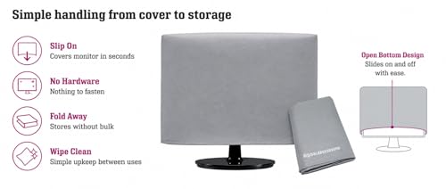 LCD Computer Monitor Dust Cover / Flat Screen Protector [Antistatic, Water Resistant, Heavy Duty Fabric, Silver] by DigitalDeckCovers (Fits 17-19" LCD) - size: Fits 17" to 19" LCD