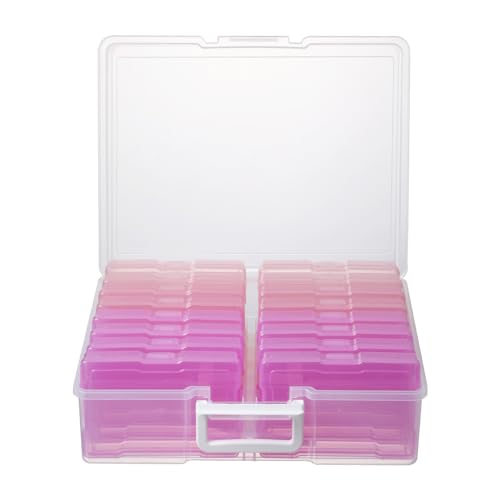 novelinks Photo Storage Boxes with Handle, Photo Organizers and Storage | 1Pack Color, Photo Albums 4x6 Pictures, Photo Cases, Classroom Organization, Index Card Box, Photo Card Holder, Seed Storage - color: Pink Gradient