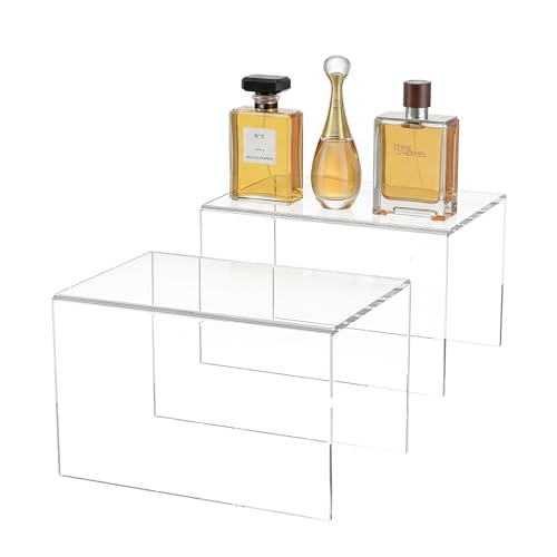 Sezanrpt Acrylic Shelf Riser 8x5.5x5 pack of 2, Countertop Acrylic Display Storage Organizer for Funko Pop Figure, Cosmetics, Bags, Shoes, Toys, Collectibles, 8x5.5x5 Inch - color: Clear, size: 8x5.5x5 Inch