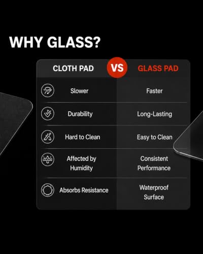 Tempered Glass Gaming Mouse Pad, Micro-Etched Ultra-Smooth Surface, Hard Mouse Pad for Fast Glide, Precision Tracking, Speed & Control, Non-Slip Base, 16.1" x 12.2" - color: Black