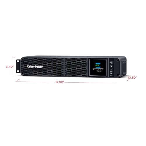CyberPower CP1500PFCRM2U PFC Sinewave UPS Battery Backup, 1500VA/1000W, 8 Outlets, AVR, Short Depth 2U Rackmount, UL Certified - size: 1500VA, style: Rackmount 2U