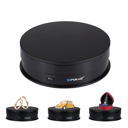 PULUZ 360 Degree Photography Turntable Rotating Display Stand, 5.7in(15cm) Diameter 360 Degree Turntable Display Stand for Photography Video Shooting Props Jewelry, Max Load 33Lb (Black) - size: 5.7inch/Black