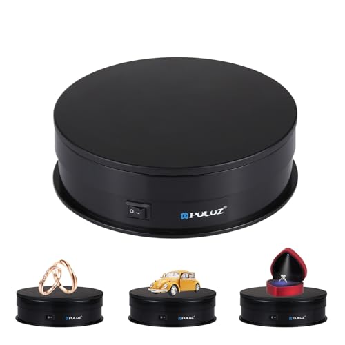 PULUZ 360 Degree Photography Turntable Rotating Display Stand, 5.7in(15cm) Diameter 360 Degree Turntable Display Stand for Photography Video Shooting Props Jewelry, Max Load 33Lb (Black) - size: 5.7inch/Black