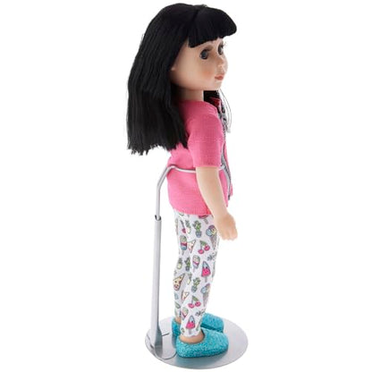 Plymor DSP-70S Silver Adjustable Doll Stand, fits 12, 13, 14, 15, 16, and 17 inch Dolls or Action Figures, Waist is 2.25" - 2.75" wide, 6" - 8" around - color: Silver