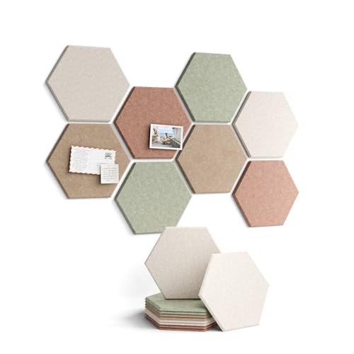 Fluxynara Hexagon Cork Board Alternative for Walls Decor-8-Pack Felt Bulletin Board Tiles,with 50 Adhesive Tabs for Office,Classrooms & Home Pin Board Felt Board-Boho - color: Boho-1, size: 8-Pack