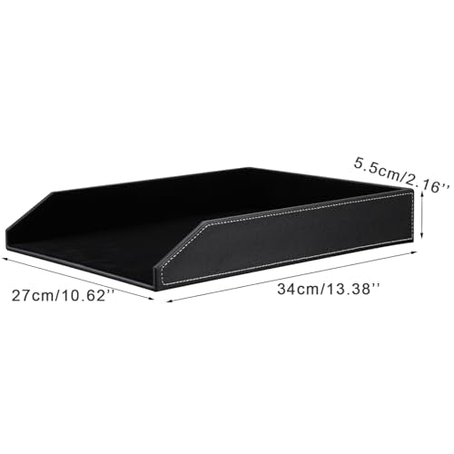 KINGFOM Letter Tray, PU Leather Paper Organizer Tray for Desk, Paper Organizer Storage Holder for Office Home or School A4 Size Black - color: Black, size: 14.6" x 10.8" x 2.8"