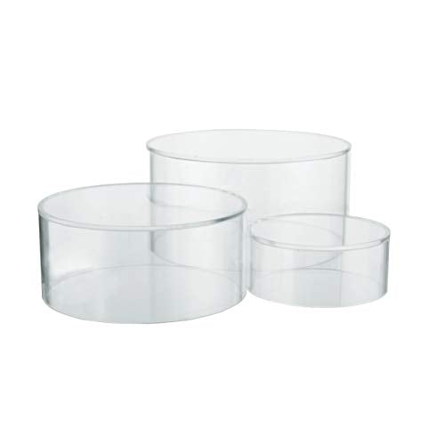 Red Co. Set of 3 Sizes (6", 5", 4") Acrylic Round Cylinder Display Nesting Riser Stands with Hollow Bottoms, Crystal Clear - color: Clear, size: 6", 5", 4"