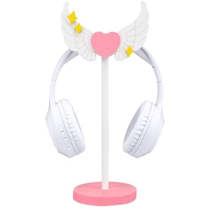 Kingdder Wings Headphone Stand Cute Wood Headphone Stand Adorable Headset Holder Accessories Gamer Gifts for Teenage Teacher Women Girlfriend Office Worker Wife Gamer Room Office Desk - style: Wings