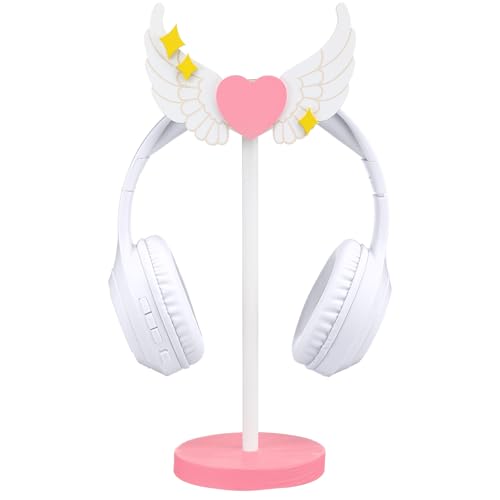 Kingdder Wings Headphone Stand Cute Wood Headphone Stand Adorable Headset Holder Accessories Gamer Gifts for Teenage Teacher Women Girlfriend Office Worker Wife Gamer Room Office Desk - style: Wings