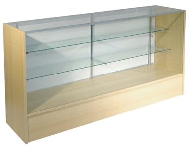 Only Hangers Full Vision Display Showcase with LED Lights, 72" Wide or 48" Wide- Available in Black, Maple, and White (Maple with LED Lights, 72") - color: Maple With Led Lights, size: 72"