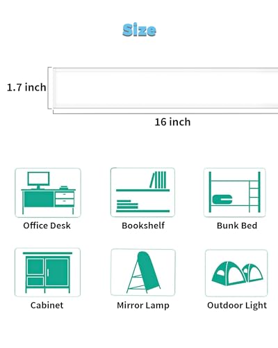 ASOKO Plug-in Under Desk Light, 16Inch LED Workbench Lights with Super Brighten 700Lumen and Smart Memory Function,3 Temps (3000K/4000K/6000K) for Kitchen Sink/Desk/Workbench - size: 16 Inch-New